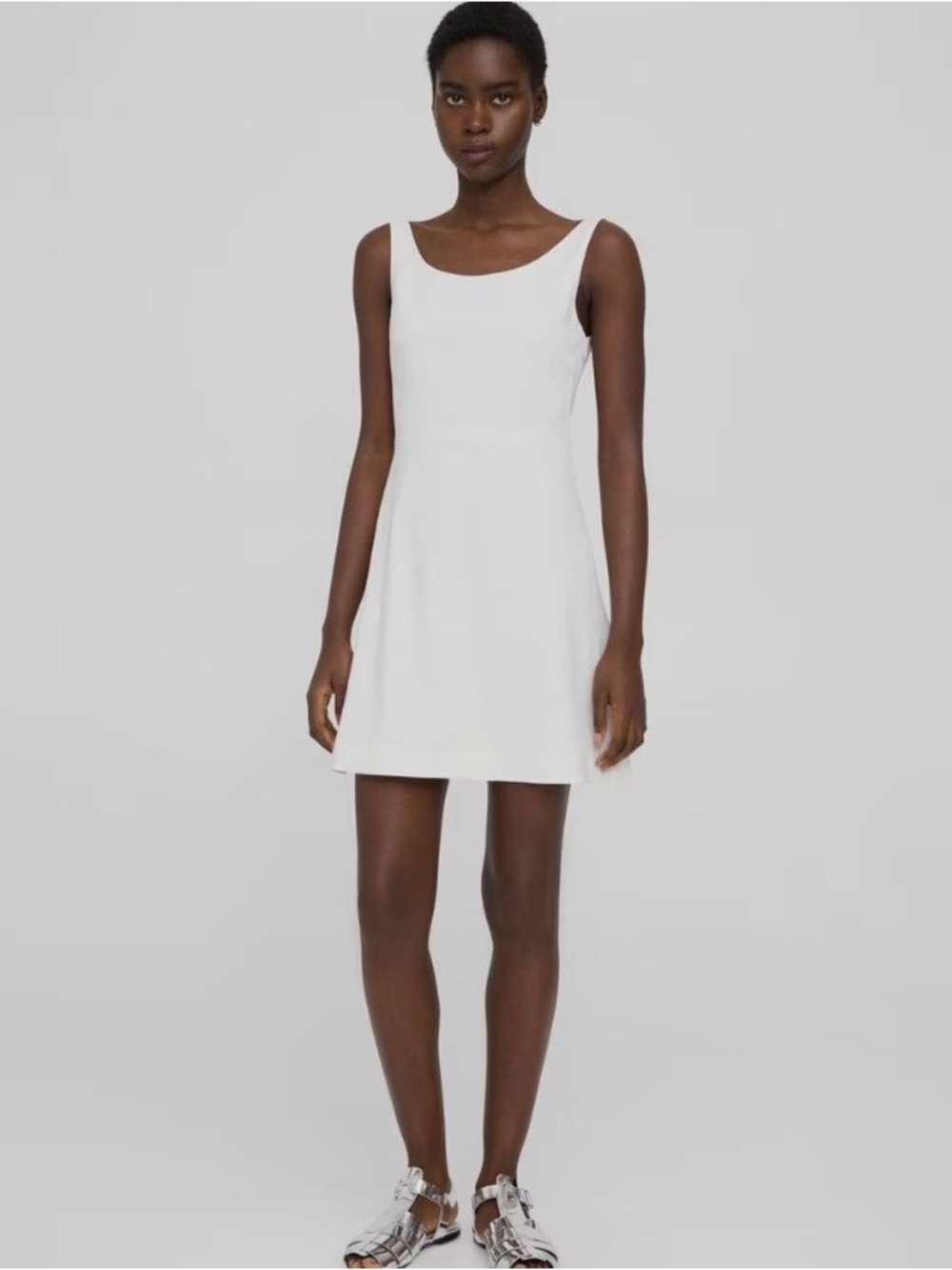 Theory White Scoop Neck Mini Dress